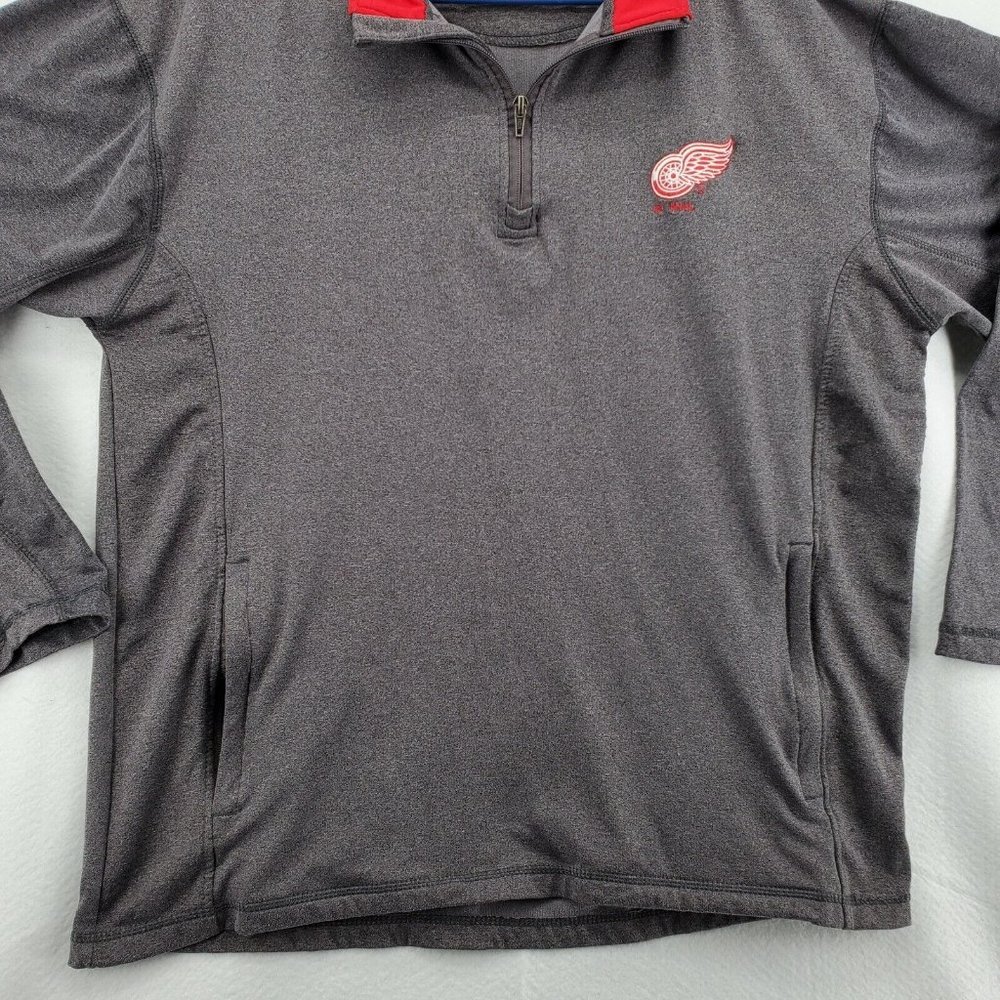 Redwings Hockey Shirt Gray Pullover Pockets Men?s Size Large 1/4 Zip - Picture 3 of 12